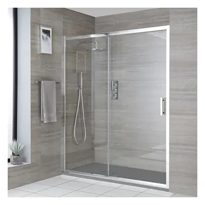 Porte de douche coulissante chromée - Receveur texturé anthracite - 100 x 80 cm - Portland