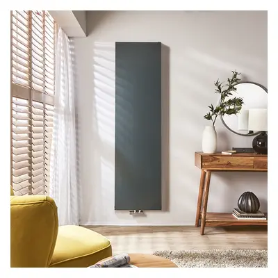 Radiateur design vertical - Panneau plat - 180 x 40 cm - Gris bleu - Eau chaude - Hudson Reed