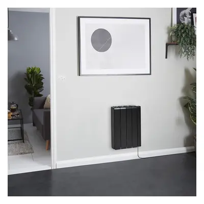 Radiateur électrique inertie sèche - Coeur céramique - 1000W - Gris noir - Mural - Ecoso x Hudso