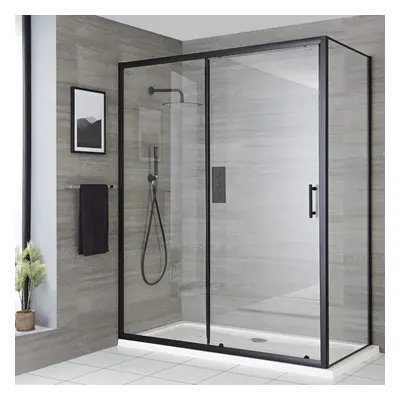 Porte de douche coulissante de 80 cm - Sans paroi de retour - Noir - Nox