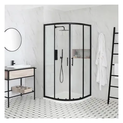 Cabine de douche d’angle quart de cercle – Noir – 76 cm x 76 cm – Hudson Reed Nox