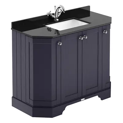 Meuble de salle de bain rétro – Avec plan de travail en marbre noir - 102 cm - 3 trous pour la r