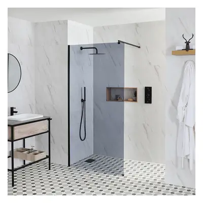 Douche italienne verre fumé - Paroi de 70 cm – Sans caniveau - Nox-Luna