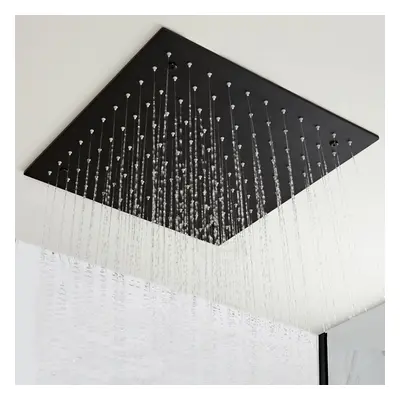 Pommeau Douche Noir Carré Encastré Plafond Pluie 40 x 40 cm - Nox Mat