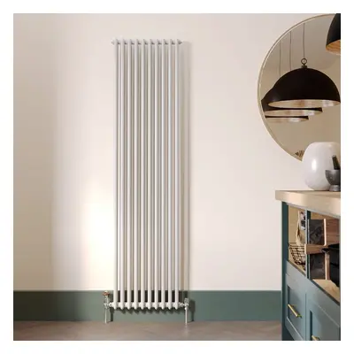 Radiateur style fonte rétro vertical – Blanc - Double rang – 150 cm x 20 cm - Sans pieds - Winds