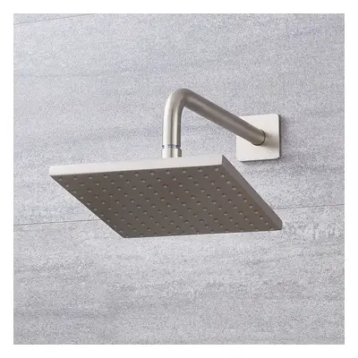 Pommeau de Douche Carré 20cm & Bras mural - Nickel Brossé