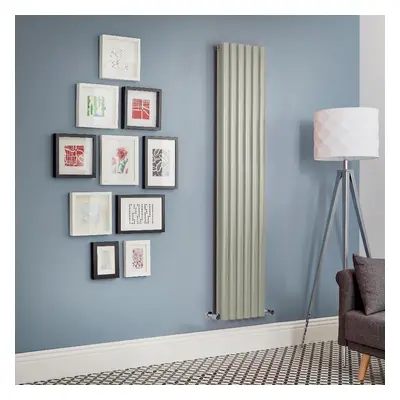 Radiateur design vertical - Double rangs - Vert sauge - 178 cm x 23,6 cm - Vitality