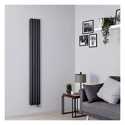 Radiateur électrique design vertical – Anthracite – 160 cm x 23,6 cm - 1 rang - Sans cache-câble