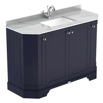 Meuble de salle de bain rétro – Avec plan de travail en marbre gris - 122 cm - 3 trous pour la r