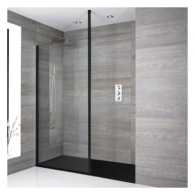 Douche italienne moderne avec receveur à effet texturé – Gris - 110 cm x 70 cm - Nox