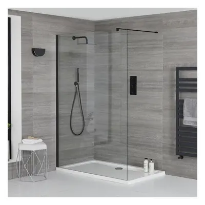 Douche italienne d'angle noir avec receveur de douche blanc – 70 cm x 70 cm - Nox