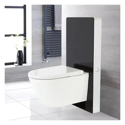 WC Japonais Suspendu & Meuble Réservoir Plat - Design Noir Hudson Reed