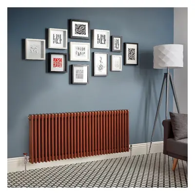 Radiateur rétro horizontal - Triple rangs - Cuivre métallisé - 60 cm x 42,5 cm - Eau chaude - De