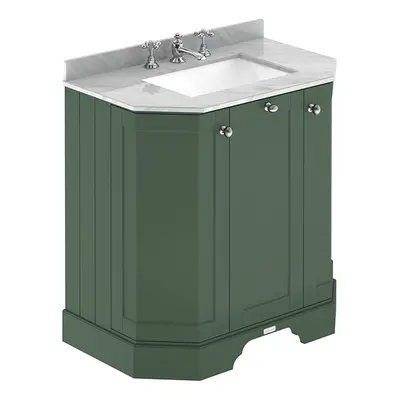 Meuble de salle de bain rétro – Avec plan de travail en marbre gris - 77 cm - 3 trous pour la ro