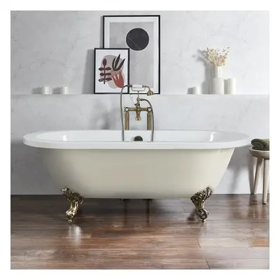 Baignoire îlot rétro - Bord roulé – 178 x 82,5 cm – Beige - Pieds or brossé - Legend - Hudson Re