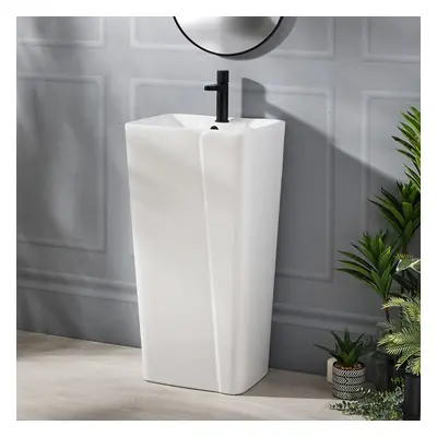 Lave-mains total - 45 x 36 cm - WC - Design Moderne Blanc - Petit lavabo - Hudson Reed