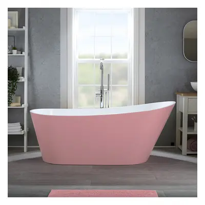 Baignoire îlot moderne – 150 x 75 cm - Rose - Trop-plein chromé - Otterton - Hudson Reed