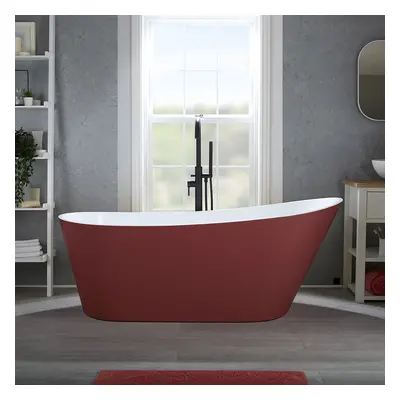 Baignoire îlot moderne – 150 x 75 cm - Rouge - Trop-plein noir - Otterton - Hudson Reed