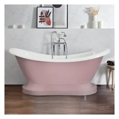 Baignoire îlot rétro - Double dos – Sur socle – 175 x 73 cm – Rose - Ryther - Hudson Reed