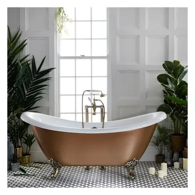 Baignoire îlot rétro - Double dos – 175 x 73 cm – Cuivre - Pieds or - Legend - Hudson Reed