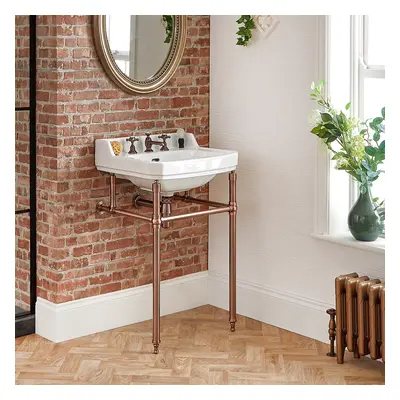 Lavabo console sur pieds - 3 trous - Cuivre - 56 cm - Hudson Reed Rétro