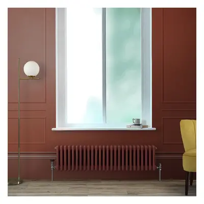 Radiateur style fonte horizontal – Double rang – 30 cm x 119 cm – Rouge - 827 W - Rétro - Eau - 