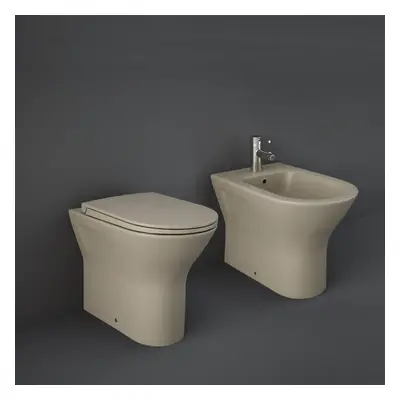 Ensemble cuvette WC à poser sans bride - Abattant fermeture douce & bidet à poser  – Cappuccino 