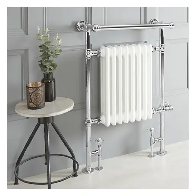 Sèche-serviettes mixte rétro - Blanc – 93 cm x 62 cm (avec barre déportée) – Sans thermostat Wi-