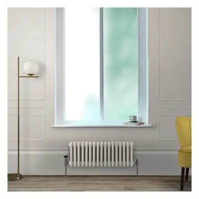 Radiateur style fonte horizontal – Double rang – 30 cm x 78,5 cm – Blanc crème - 541 W - Rétro -