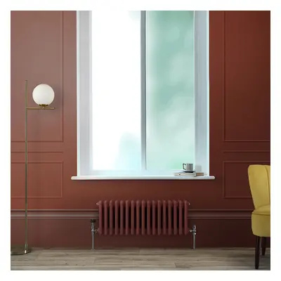 Radiateur style fonte horizontal – Double rang – 30 cm x 78,5 cm – Rouge - 541 W - Rétro - Eau -