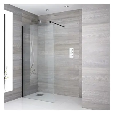 Paroi de douche italienne – Noir – 140 cm – Bras stabilisateur - Design contemporain - Nox - Hud