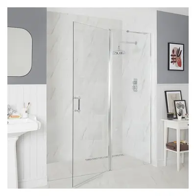 Porte de douche pivotante rectangulaire - Design rétro – 170 cm – Poignée charnière - Langley - 