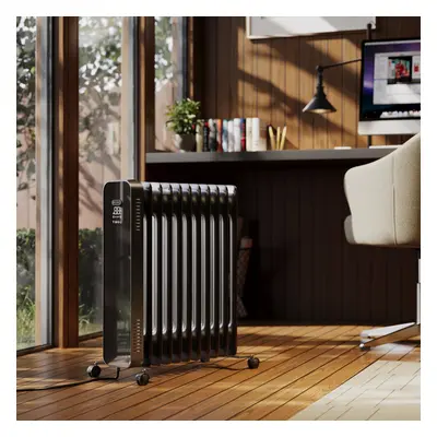 Radiateur bain d'huile électrique intelligent - Sur roulettes - Noir - 2500W - Chauffage d'Appoi