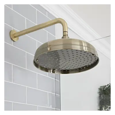 Pommeau de Douche Rétro - Design Rond Pluie Or Doré 30cm - Hudson Reed