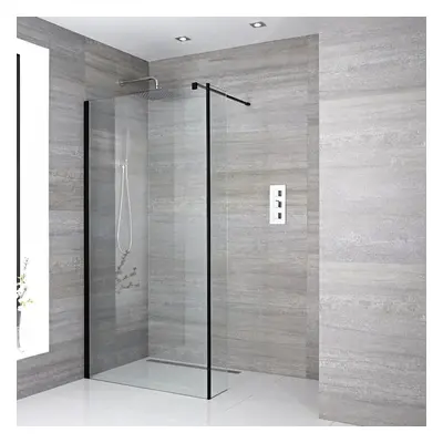 Paroi de douche italienne – Noir – 195 x 76 cm - Avec paroi de retour - Bras stabilisateur - Nox