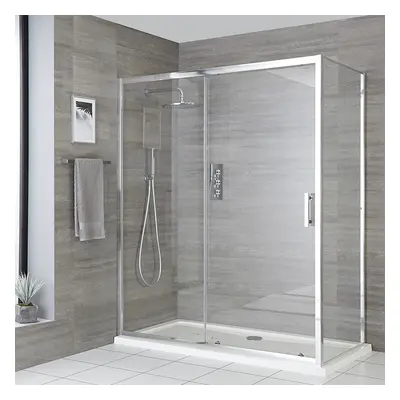 Cabine de douche - 176 x 76 cm - Design rectangulaire chromé - Coulissante - Moderne - Hudson Re