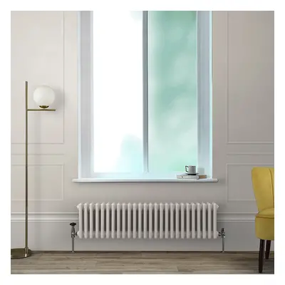 Radiateur style fonte horizontal – Double rang – 30 cm x 119 cm – Blanc crème - 827 W - Rétro - 