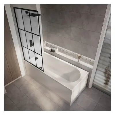 Baignoire douche rectangulaire moderne - 160 x 70 cm - Pare baignoire verrière - Tabliers latéra