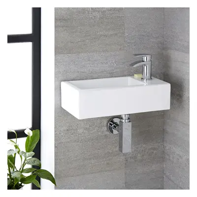 Lave Main Suspendu WC - Design Mural Compact - Céramique - 45 x 25 cm - Hudson Reed