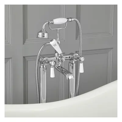 Robinet Bain Douche Îlot Rétro – Colonne Vintage Chromé Blanc - Elizabeth