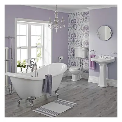 Ensemble Baignoire Ilot, Lavabo, WC & Robinetterie Carlton Style Rétro