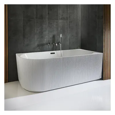 Baignoire semi-îlot d'angle droit - Blanc - Cannelée - 170 x 80 cm - Moderne - Hudson Reed