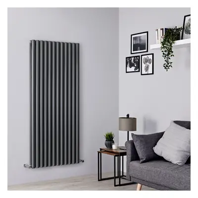 Grand radiateur vertical - 160 x 70 cm - 2500W - Eau Chaude - Acier Anthracite - Double Rang - H