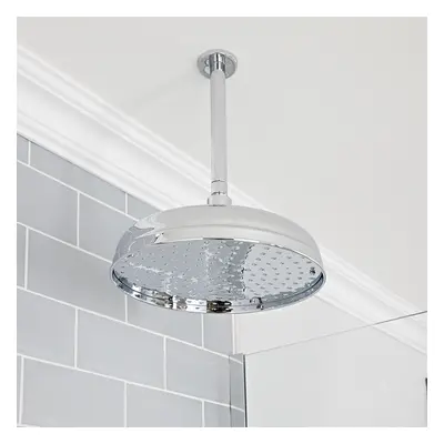 Pommeau de Douche Rétro Rond 30 cm - Bras Plafond – Chromé - Elizabeth