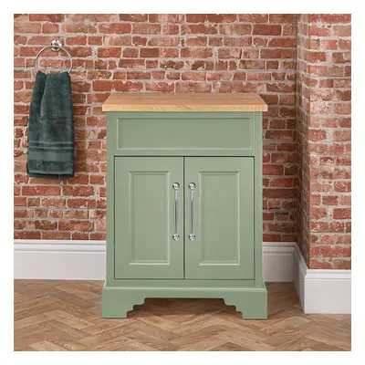 Meuble de salle de bain rétro – Vert pastel – 64,5 cm - Poignées barre en T chromées – Thornton 