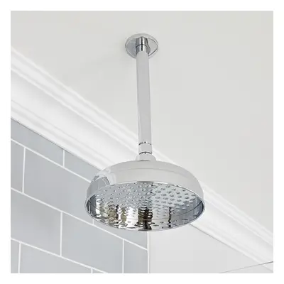 Pommeau de Douche Rétro Rond 20 cm - Bras Plafond – Chromé - Elizabeth