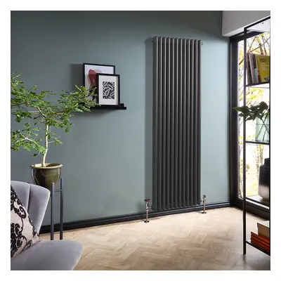 Radiateur style fonte vertical – 180 cm x 56 cm – Double rang – Étain - 1867 W - Rétro - Eau - H