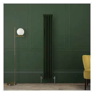 Radiateur style fonte vertical – 180 cm x 29 cm – Double rang – Vert - Eau chaude - Rétro Indust