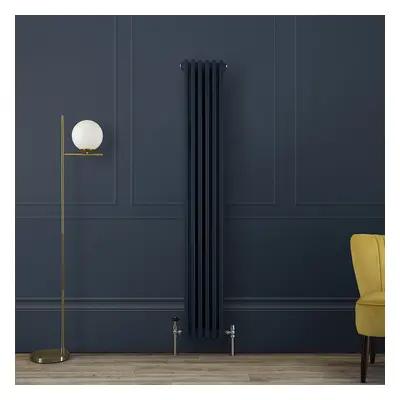 Radiateur style fonte vertical – 180 cm x 29 cm – Double rang – Bleu - Eau chaude - Rétro Indust