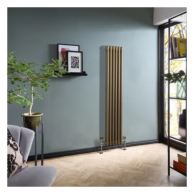 Radiateur style fonte vertical – 150 cm x 29 cm – Double rang – Laiton - 822 W - Rétro - Eau - H